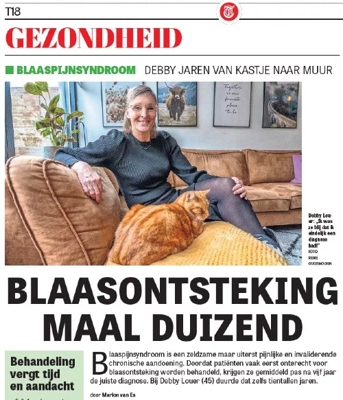 blaaspijnsyndroom in Telegraaf foto van artikel